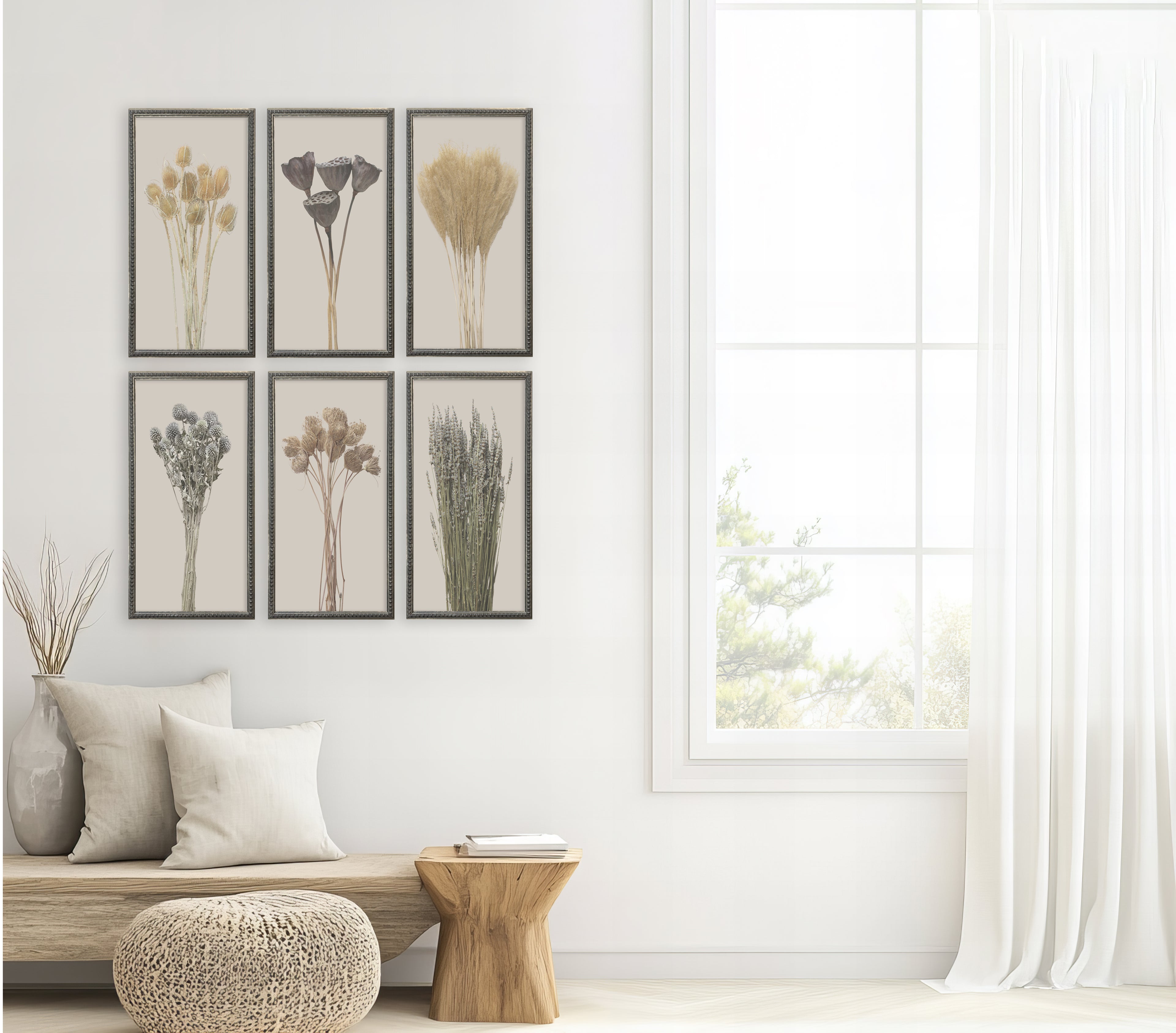 12x24 Textured Botanicals Silver Bead Gallery Frame