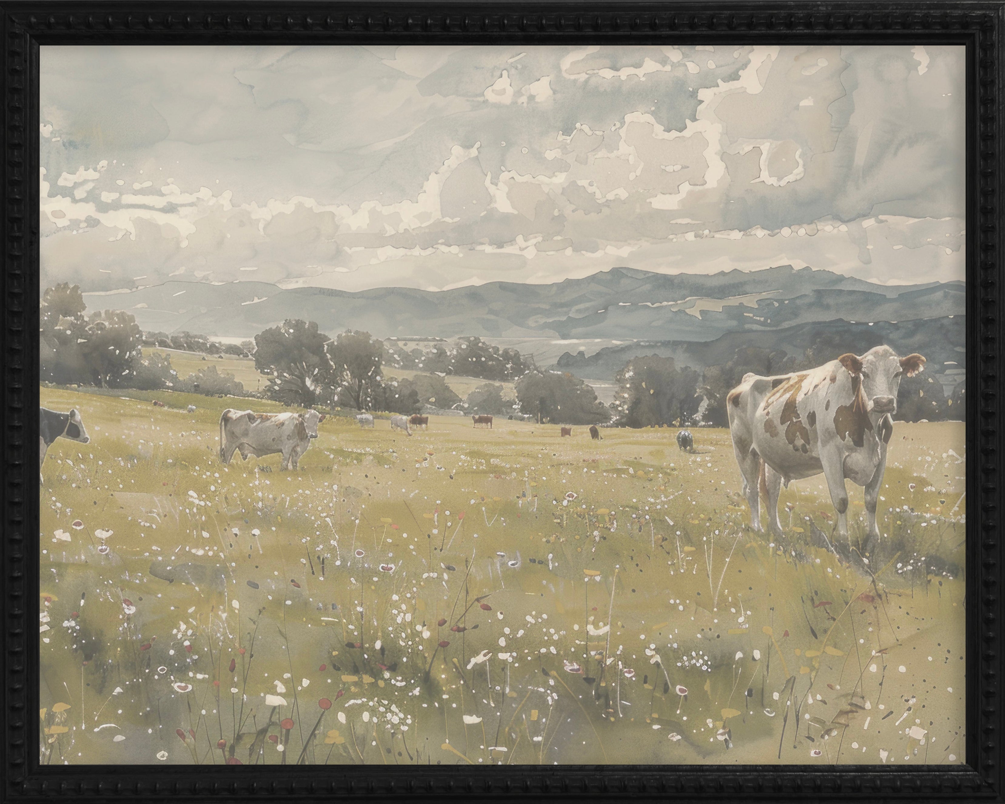 16x20 Black Bead Gallery Frame - Country Cows