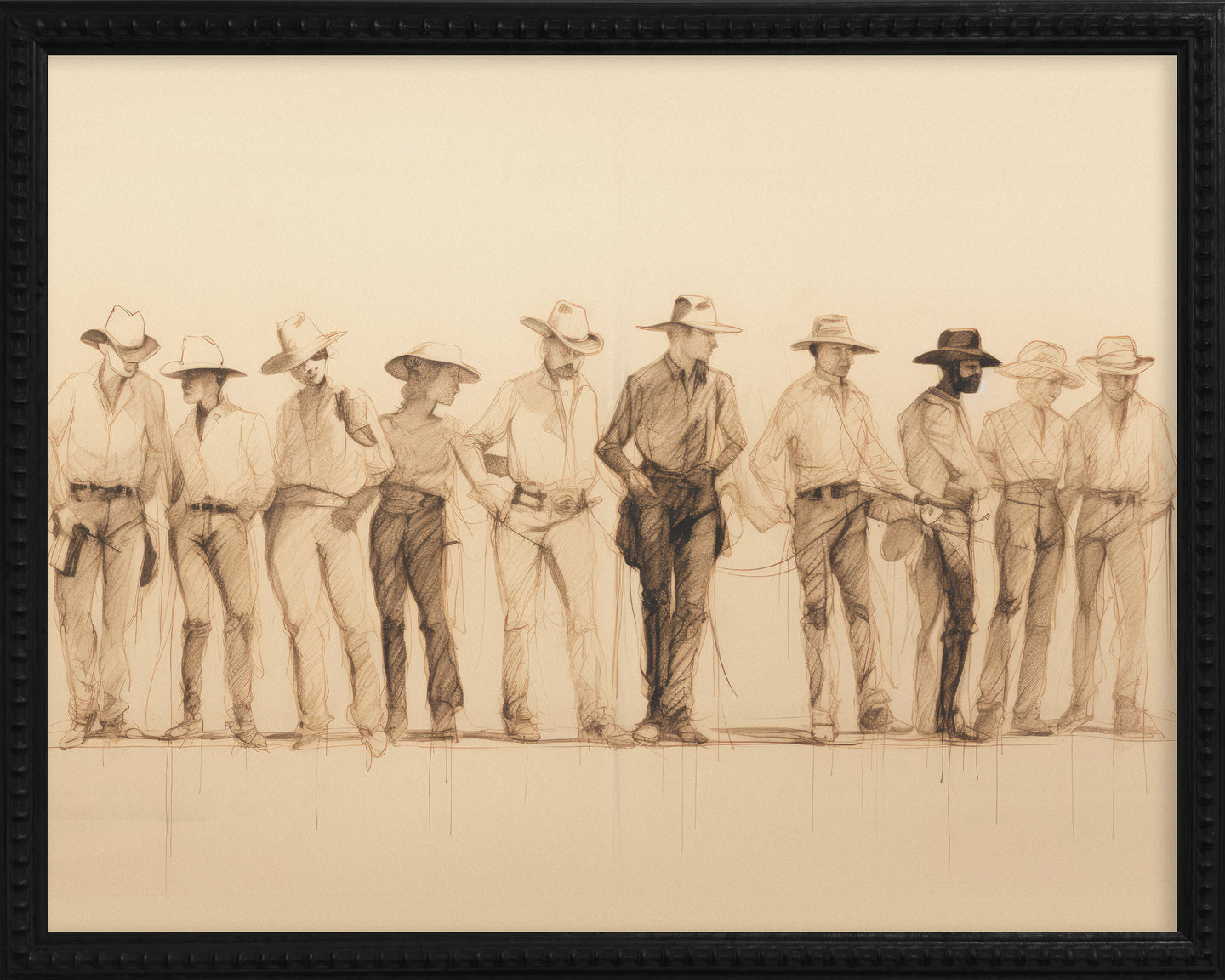 16x20 Black Bead Gallery Frame - Vintage Cowboys