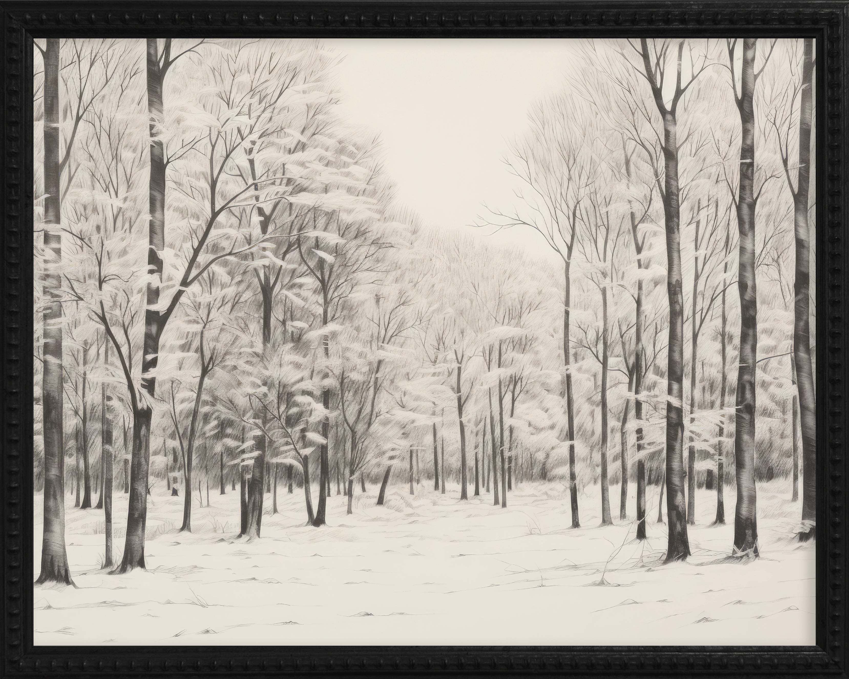 16x20 Black Bead Gallery Frame - Vintage Snowy Trees