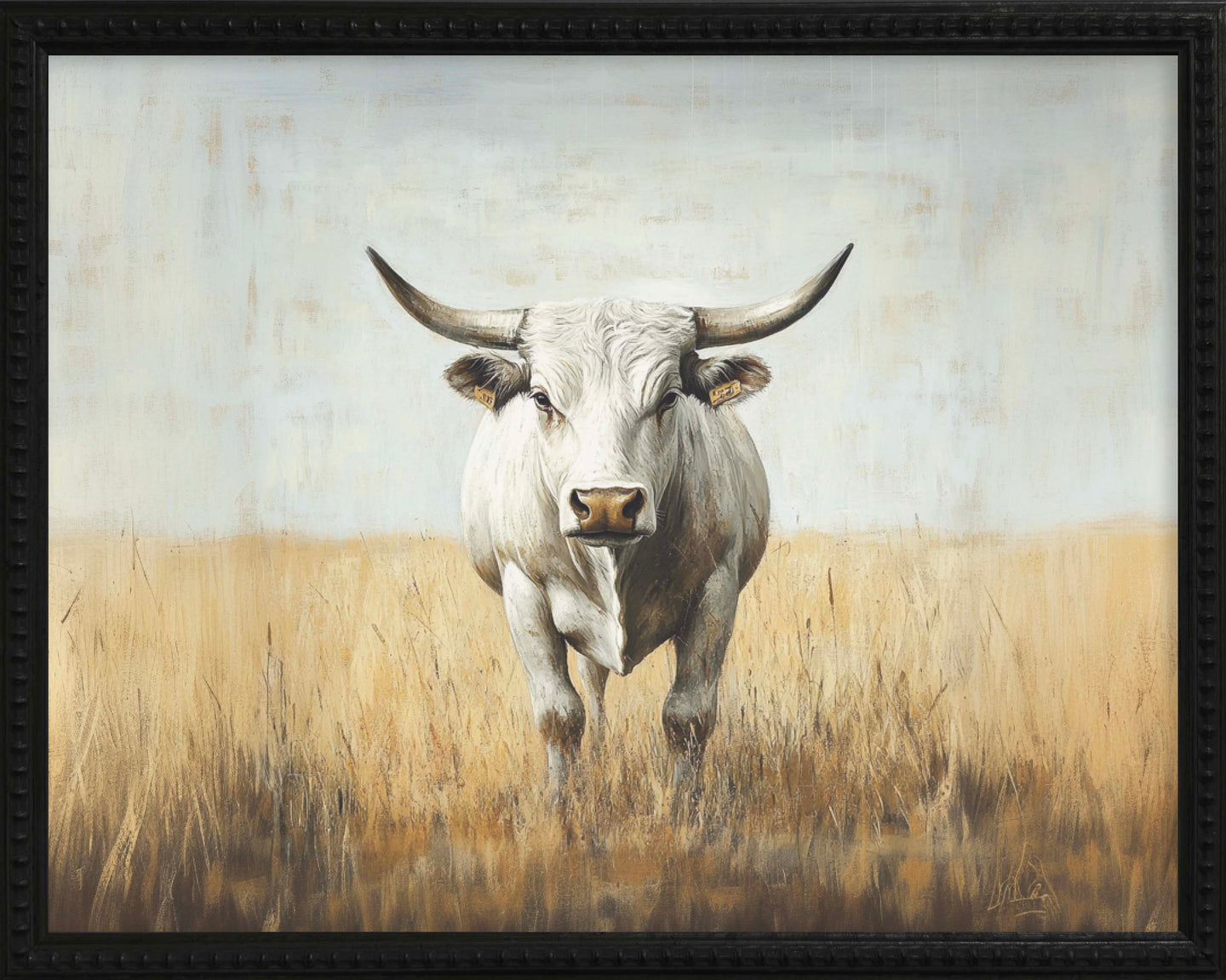 16x20 Black Bead Gallery Frame - White Bull