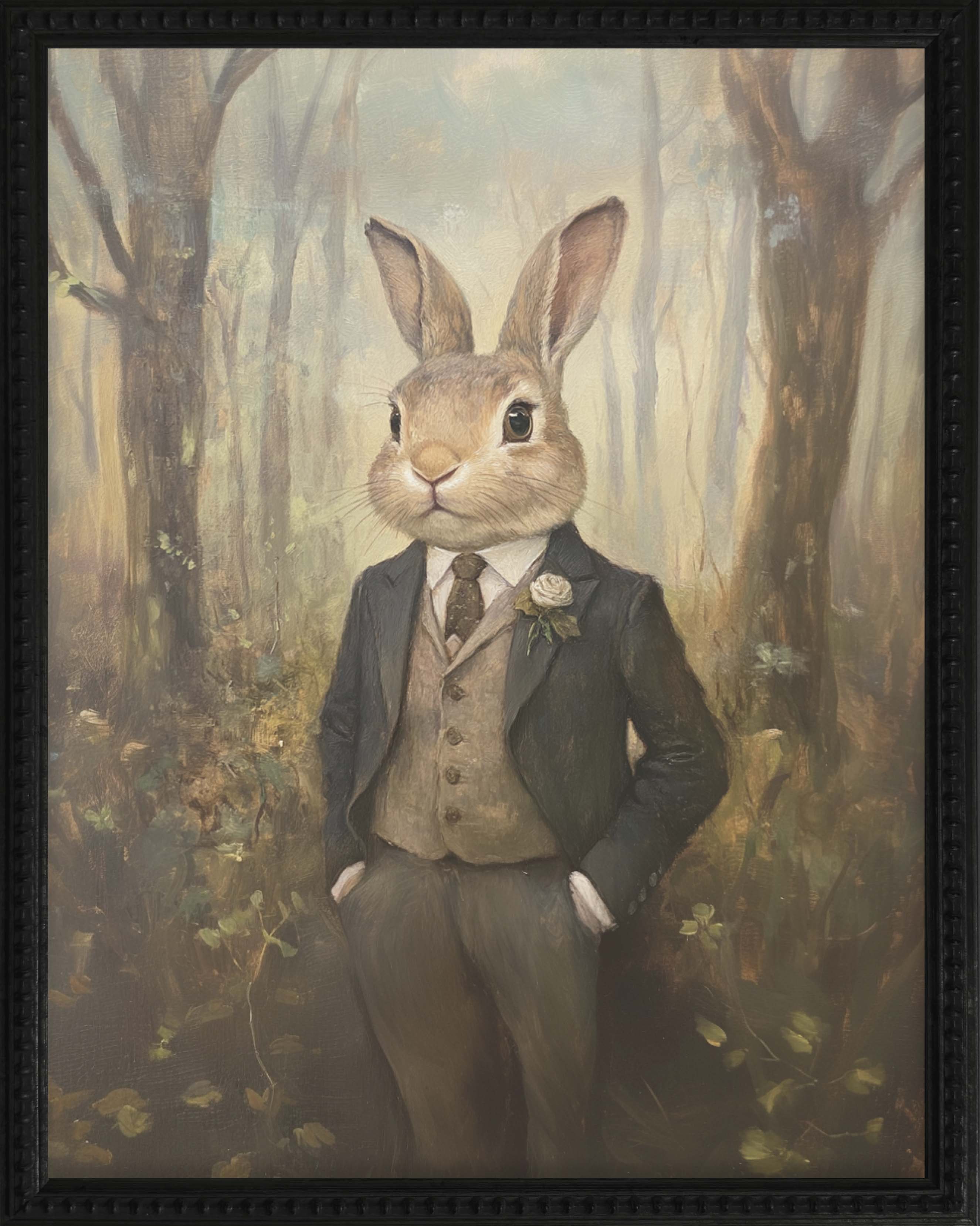 16x20 Black Bead Gallery Frame - Bunny in Tie