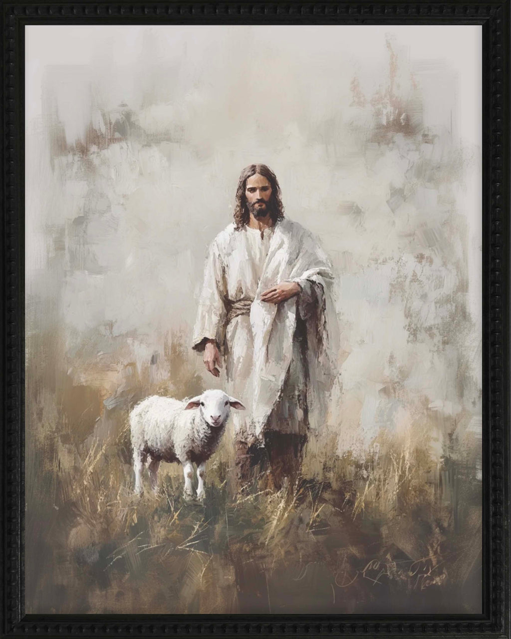 16x20 Black Bead Gallery Frame - Jesus with Lamb