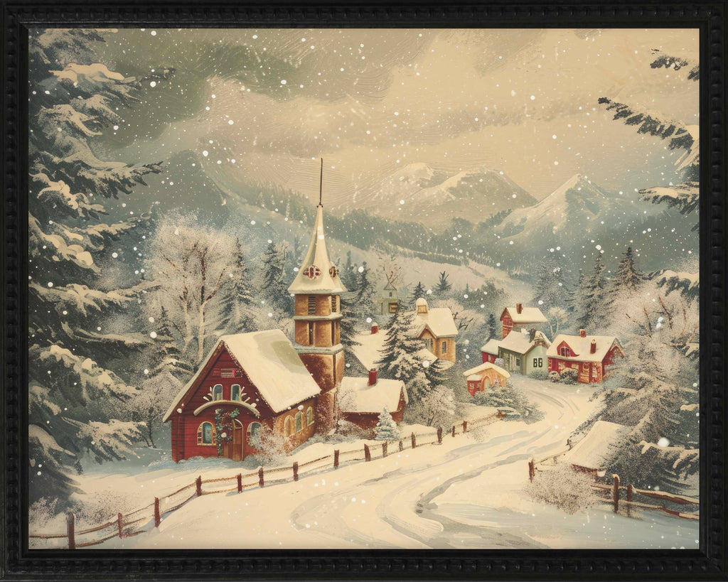16x20 Black Bead Gallery Frame - Snowy Village
