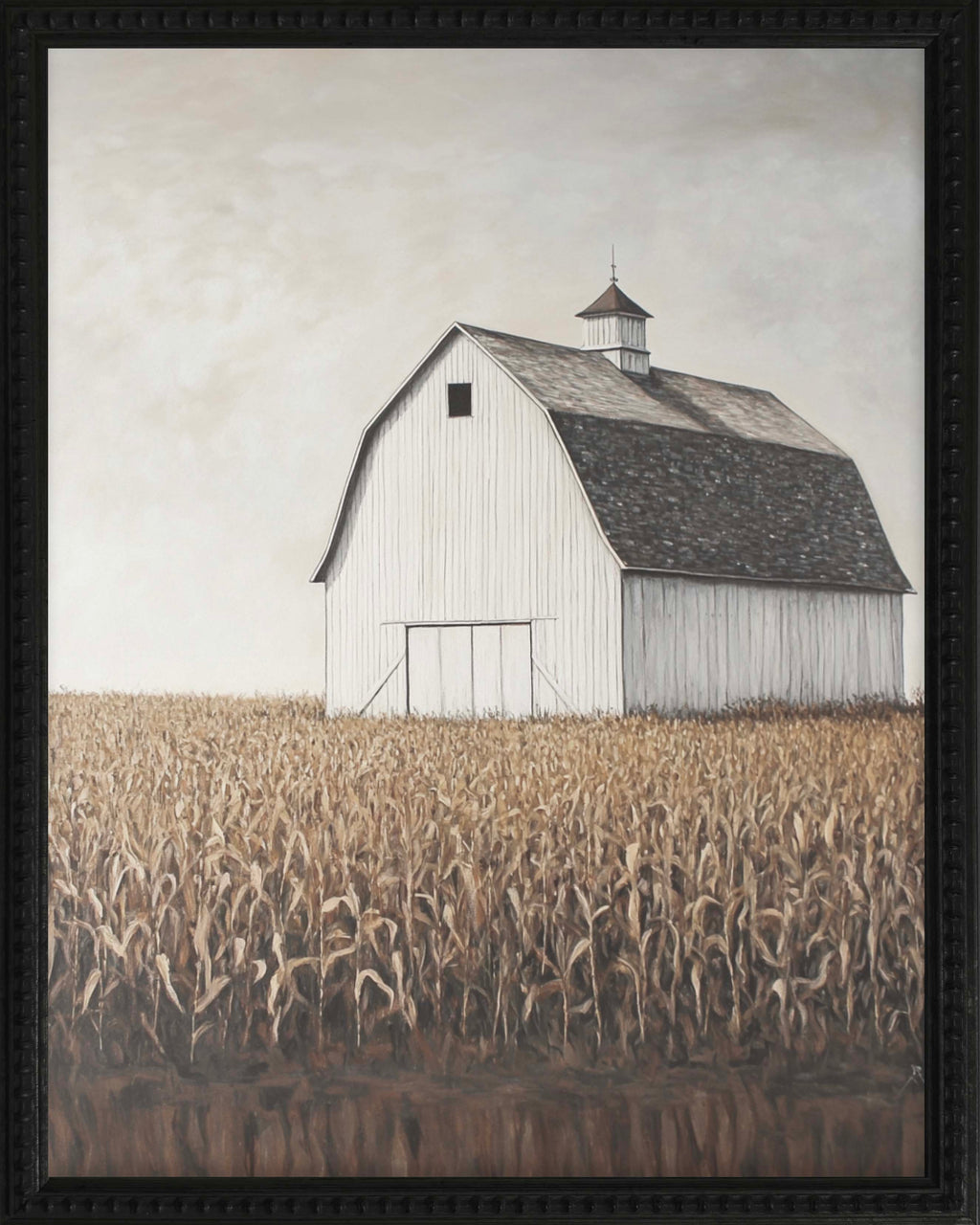 16x20 Black Bead Gallery Frame - White Barn Corn Field