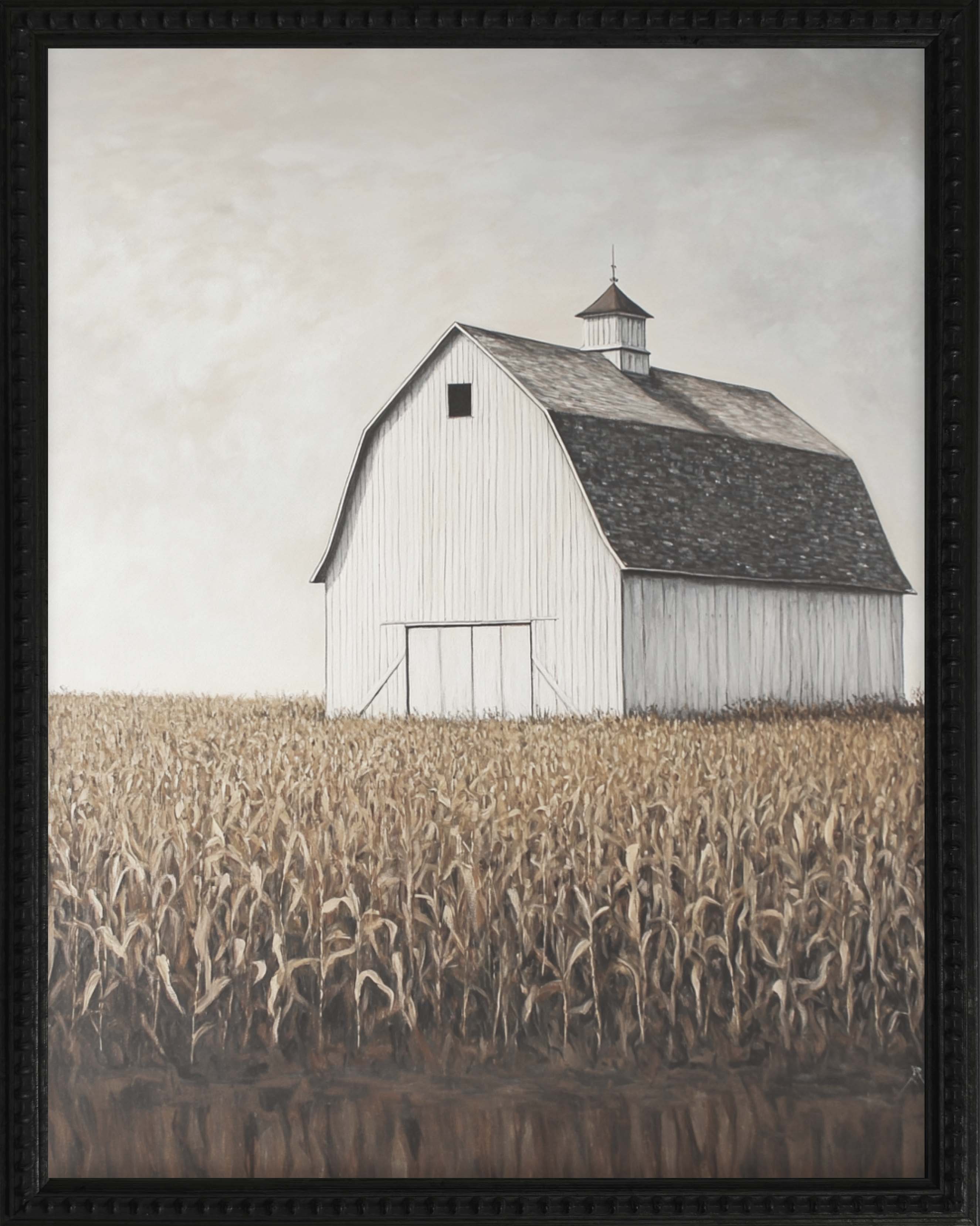 16x20 Black Bead Gallery Frame - White Barn Corn Field