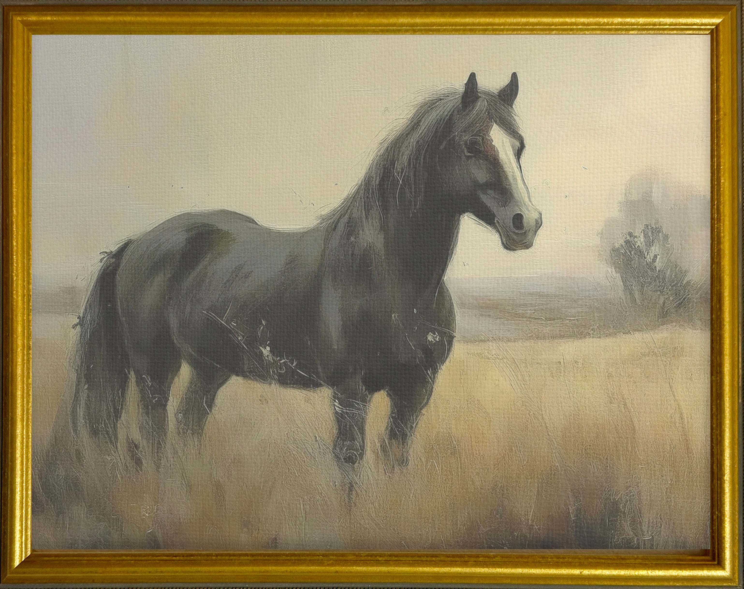 16x20 Gold Gallery Frame - Black Horse