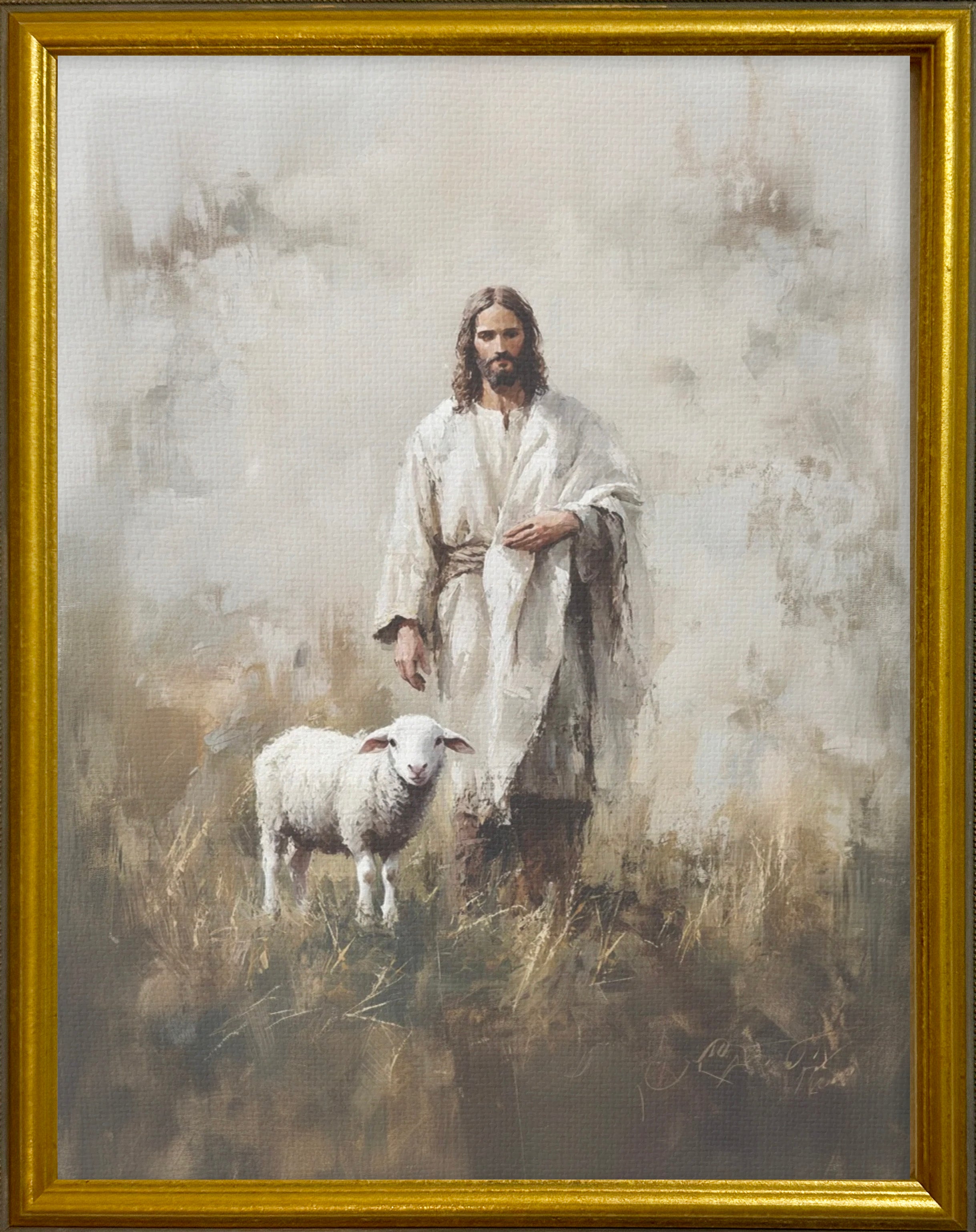 16x20 Gold Gallery Frame - Jesus With Lamb