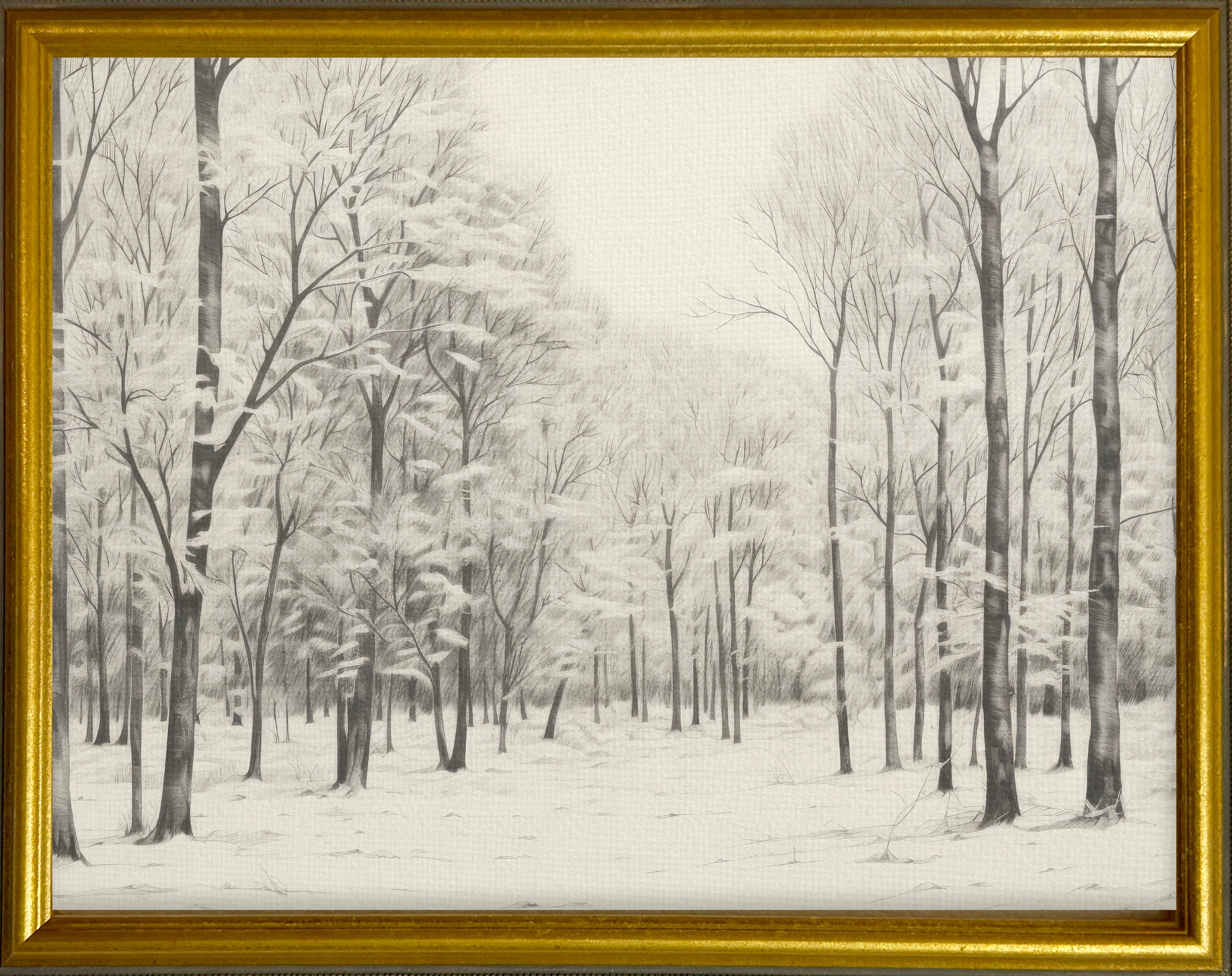 16x20 Gold Gallery Frame - Vintage Snowy Trees