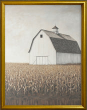 Load image into Gallery viewer, 16x20 Gold Gallery Frame - White Barn in Corn Field

