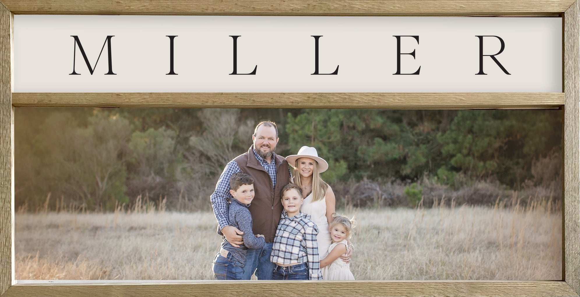 35x18 Thin Oak Family Name Photo Frame