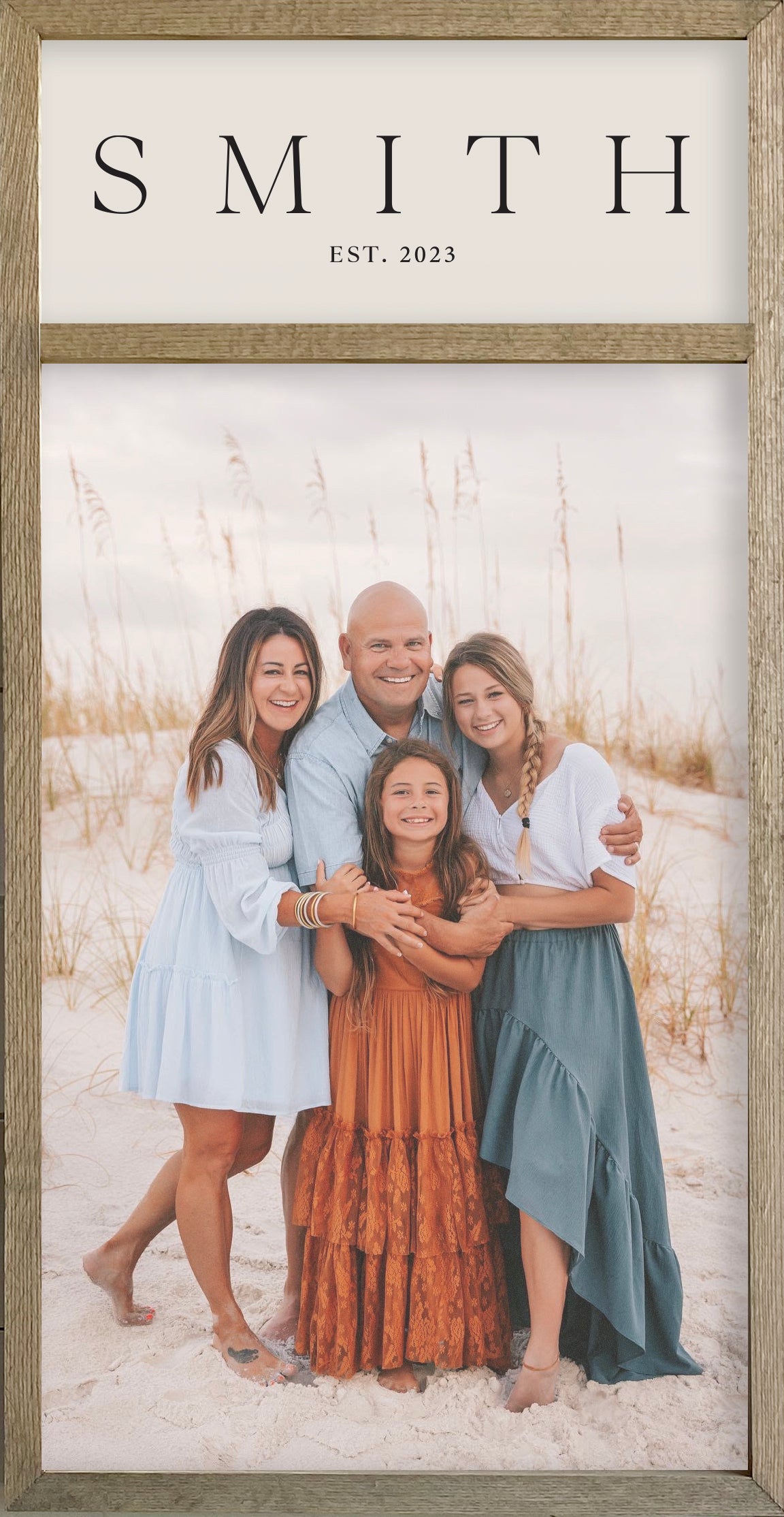 35x18 Thin Oak Family Name Photo Frame