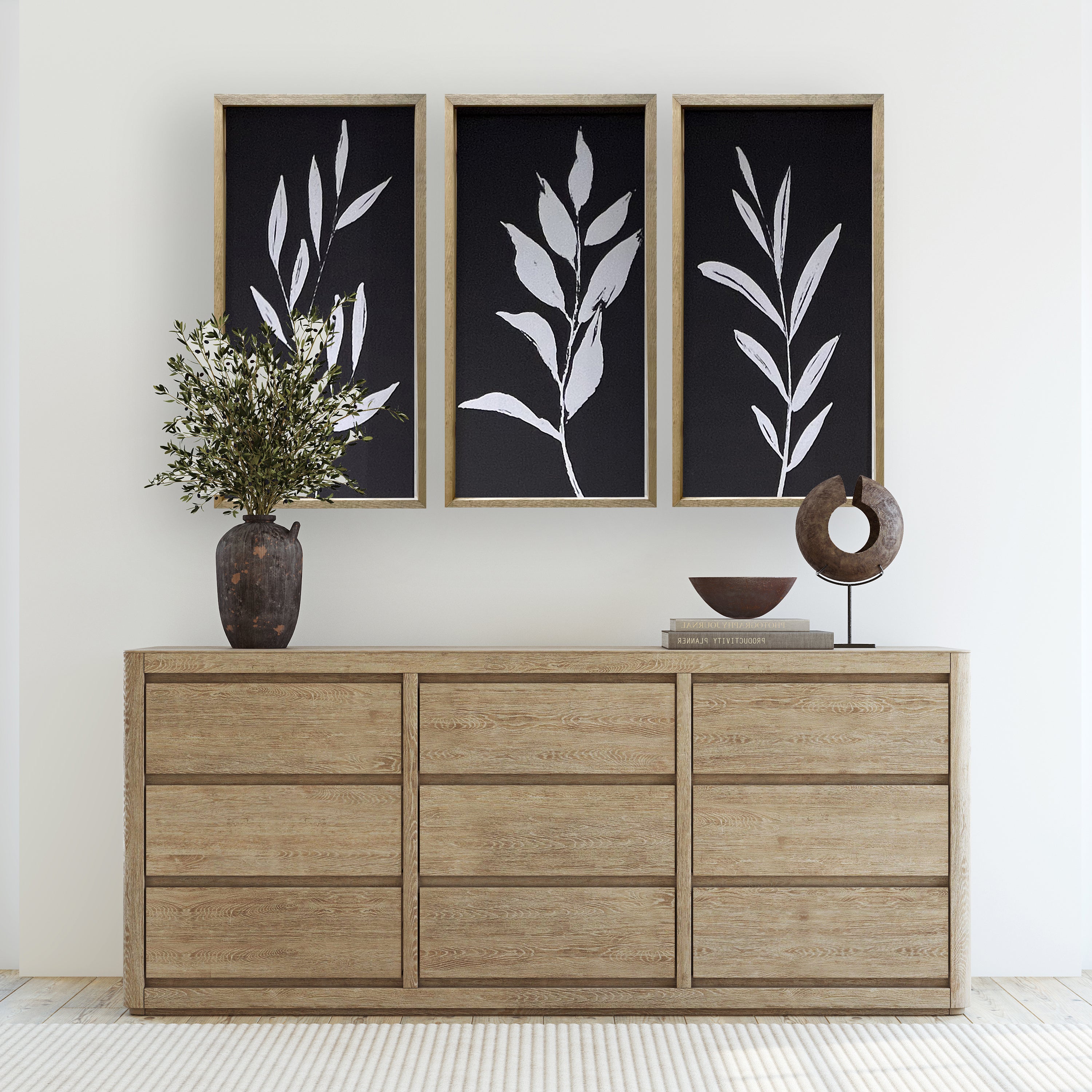 Black and White Textured Botanicals