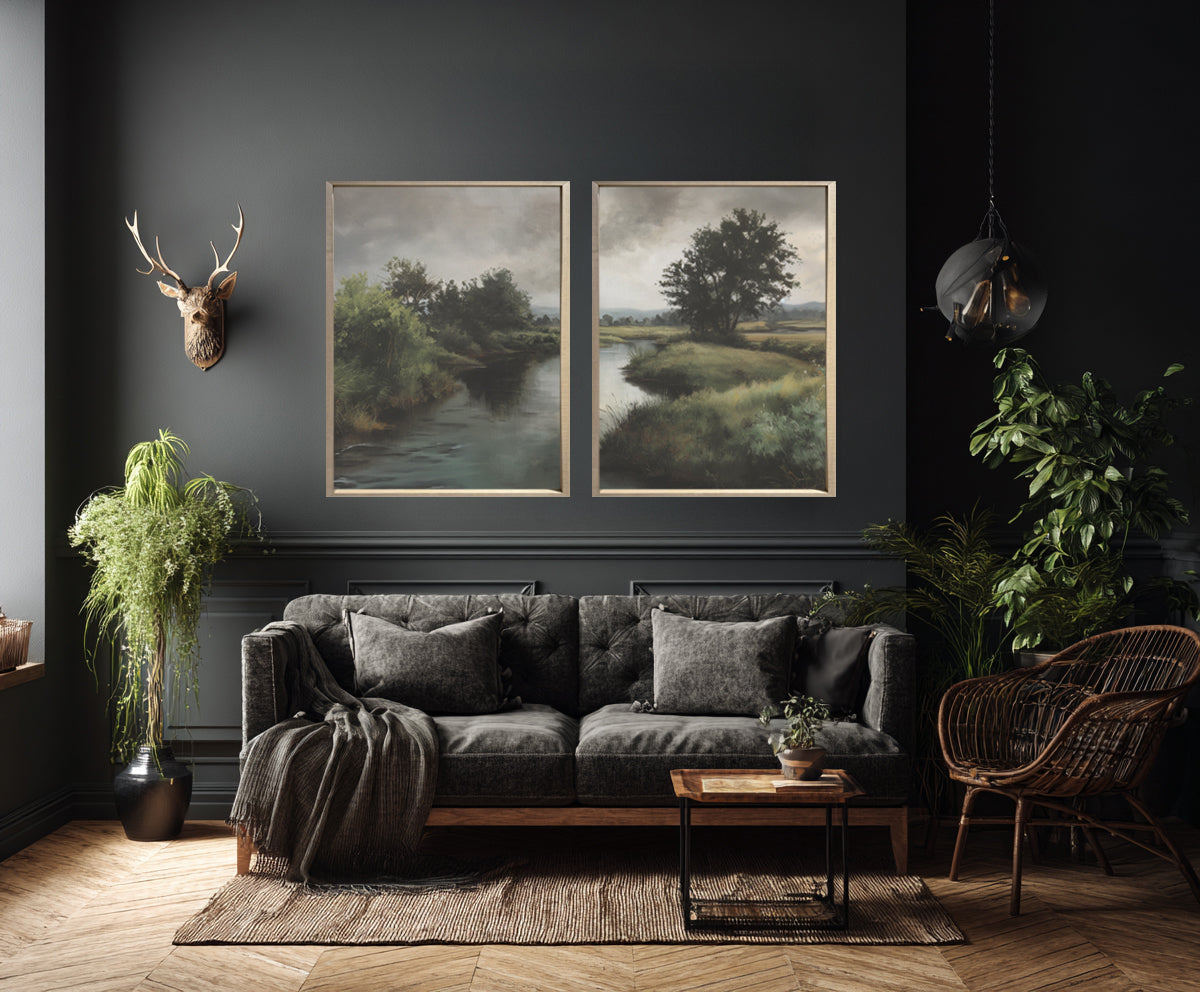 24x36 Creekside Diptych