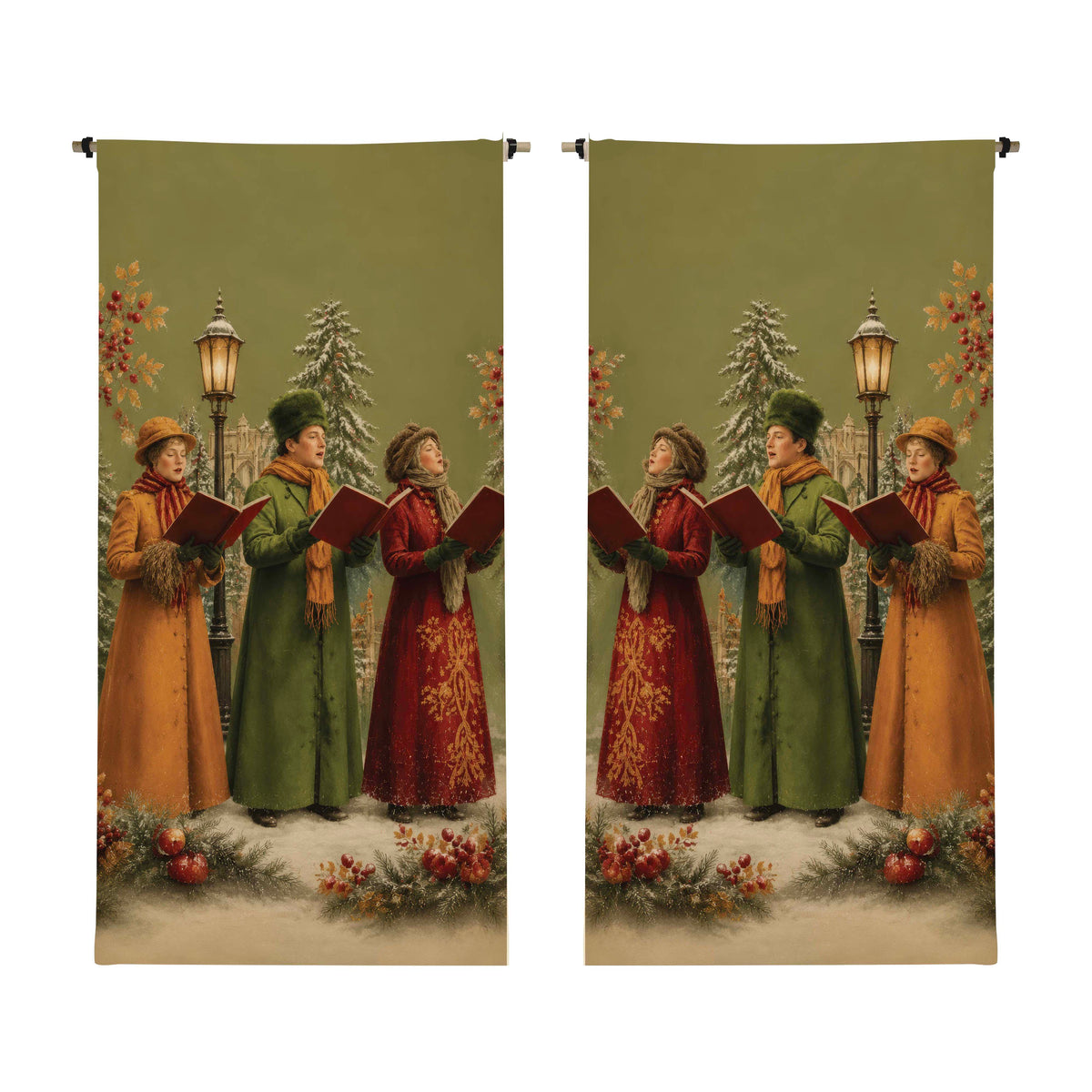 Green Carollers Scroll