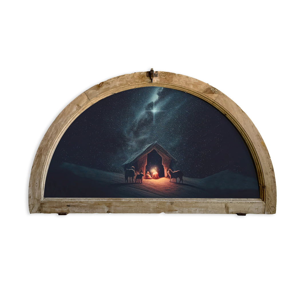Arched Transom Reclaimed European Nativity