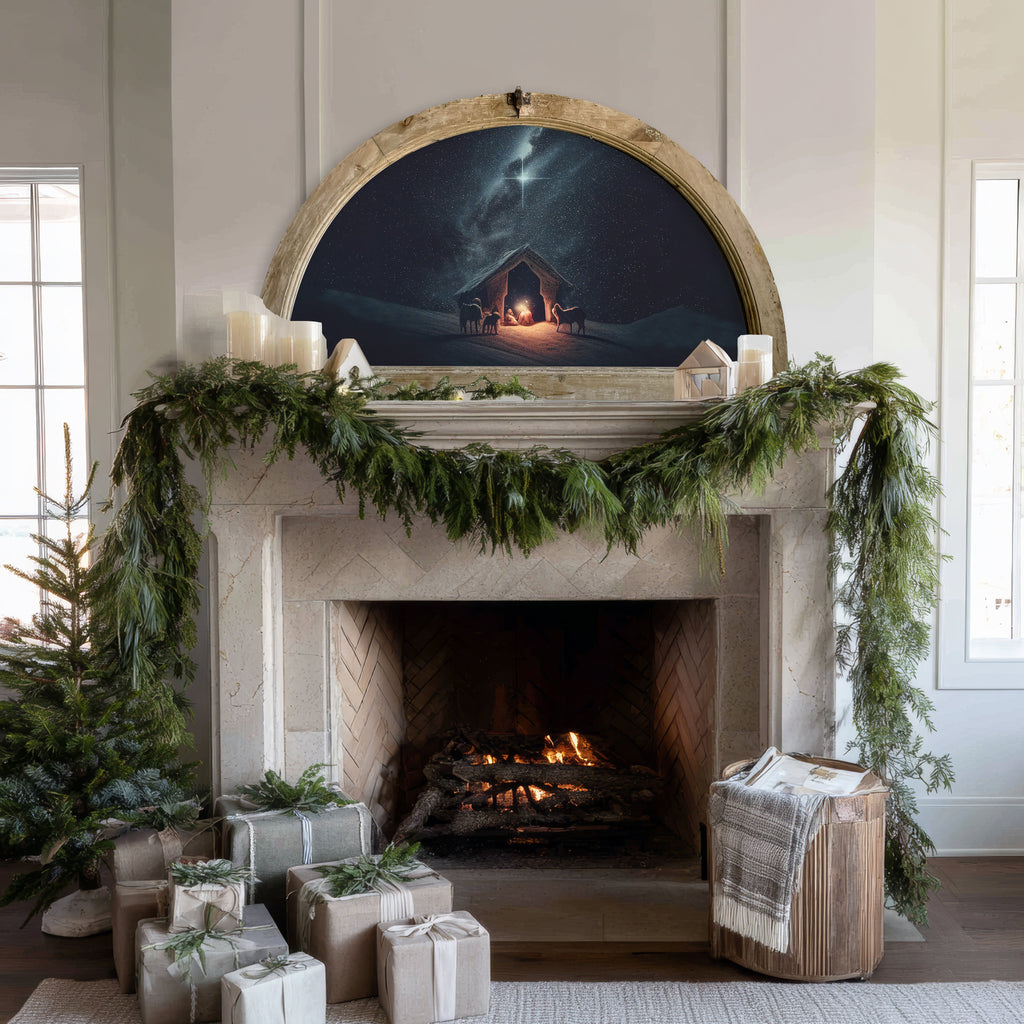 Arched Transom Reclaimed European Nativity